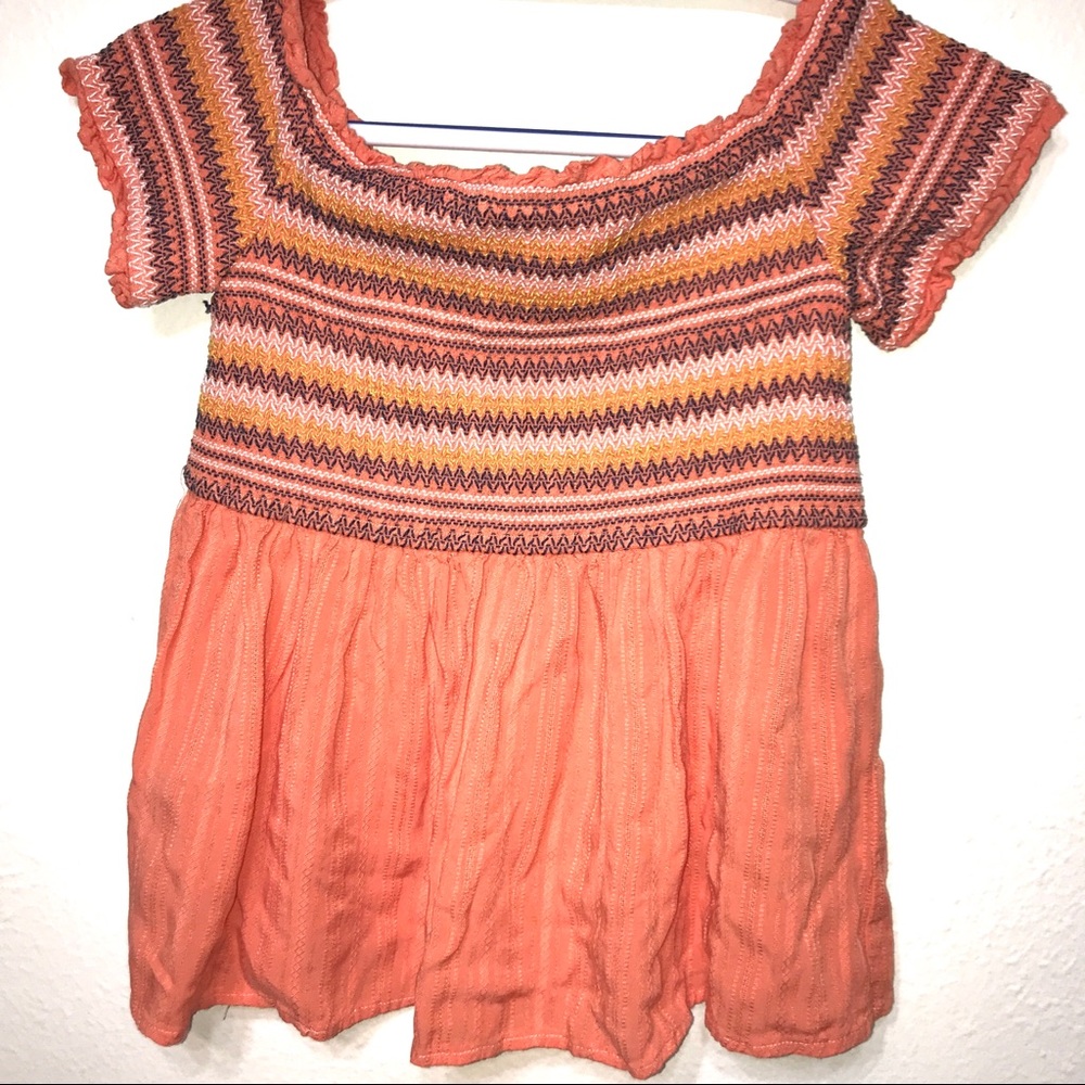 Orange Smock Top Babydoll Top